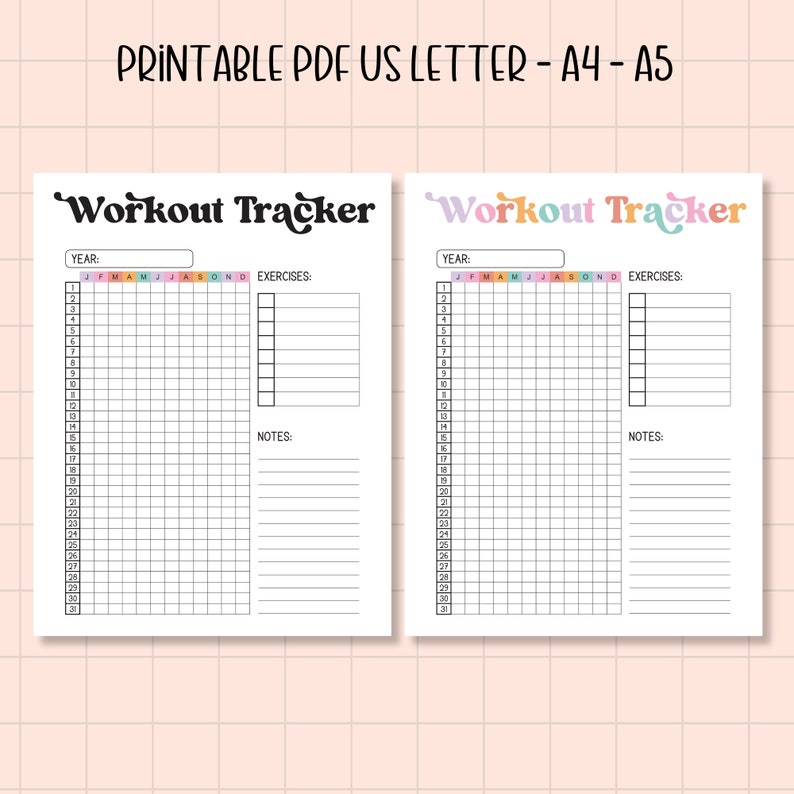 2024 Printable Fitness Workout Tracker, Exercise Tracker, Coloring