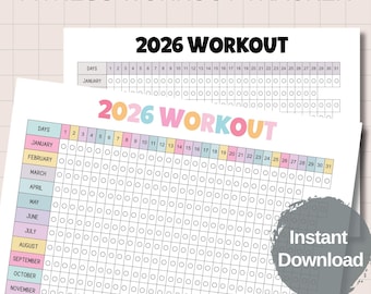 2026 Workout Tracker Printable, Fitness Calendar, Exercise Planner,  Digital Download PDF