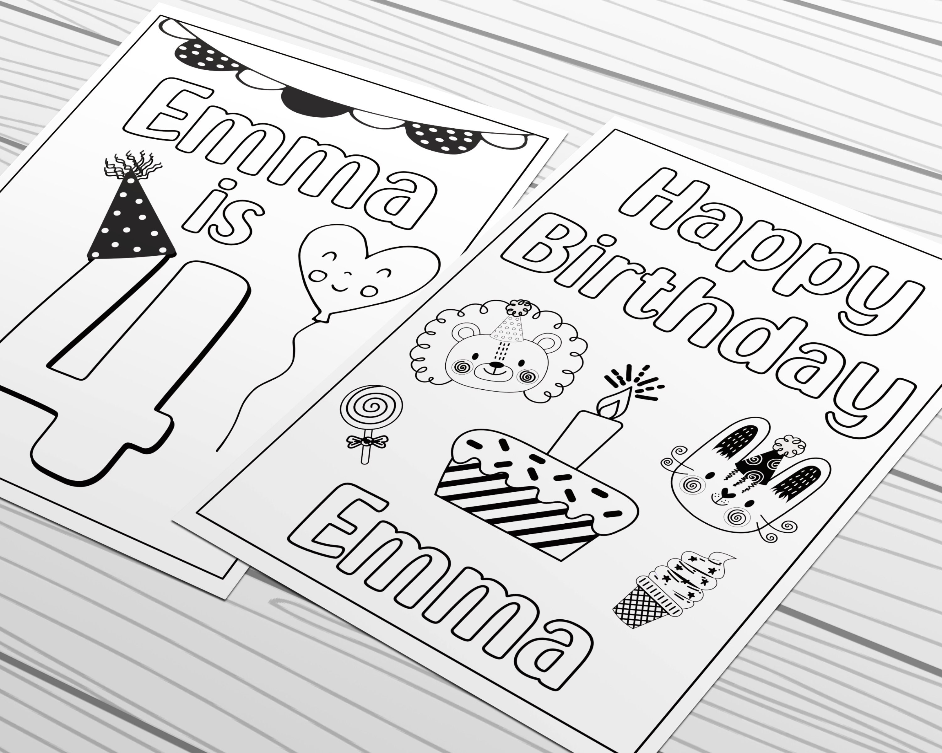 Printable Personalized Birthday Coloring Sheets, Custom Happy Birthday