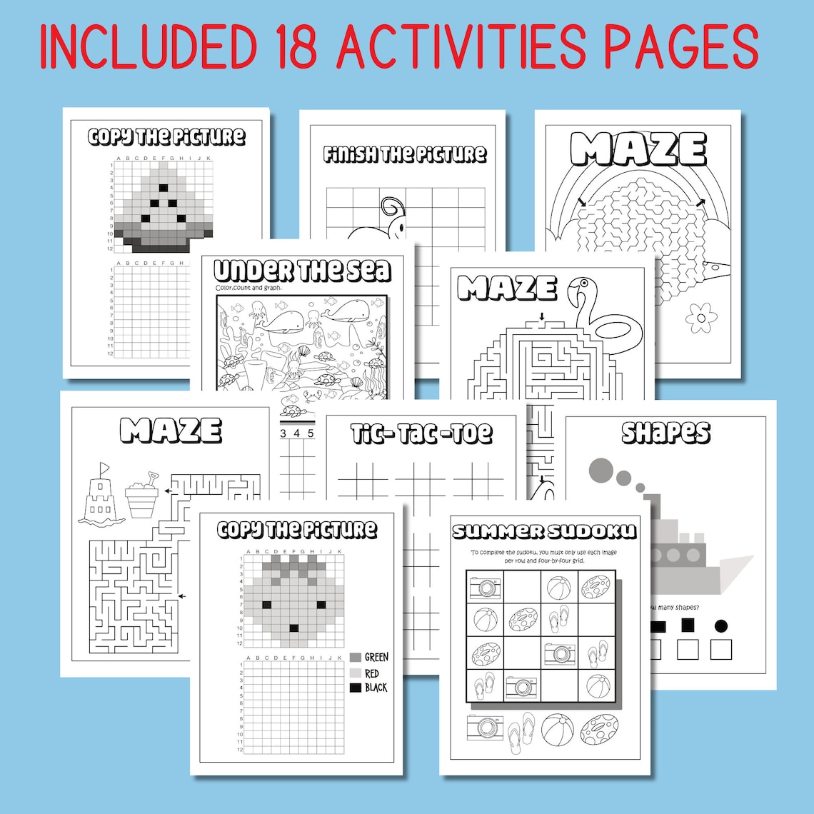 40 Summer Printable Kids Activities, Summer Coloring Pages for Kids ...