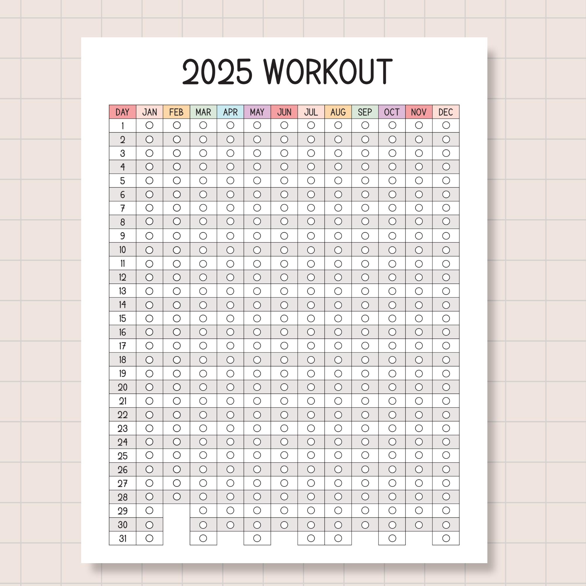 2025 Printable Fitness Workout Tracker, Exercise Tracker, Coloring Workout Calendar, Workout Planner Instant Download - Etsy
