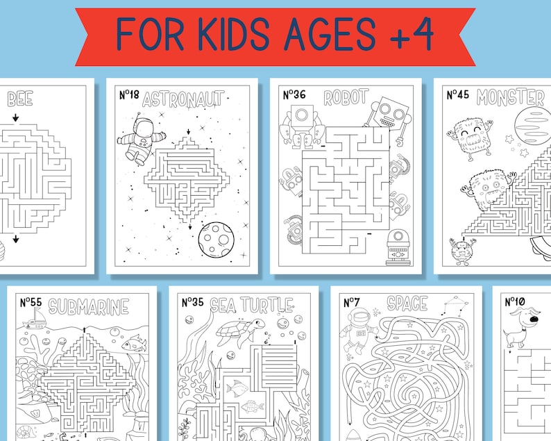 80 Printable Kids Mazes With Solutions | Fun Activities, Coloring Pages ...