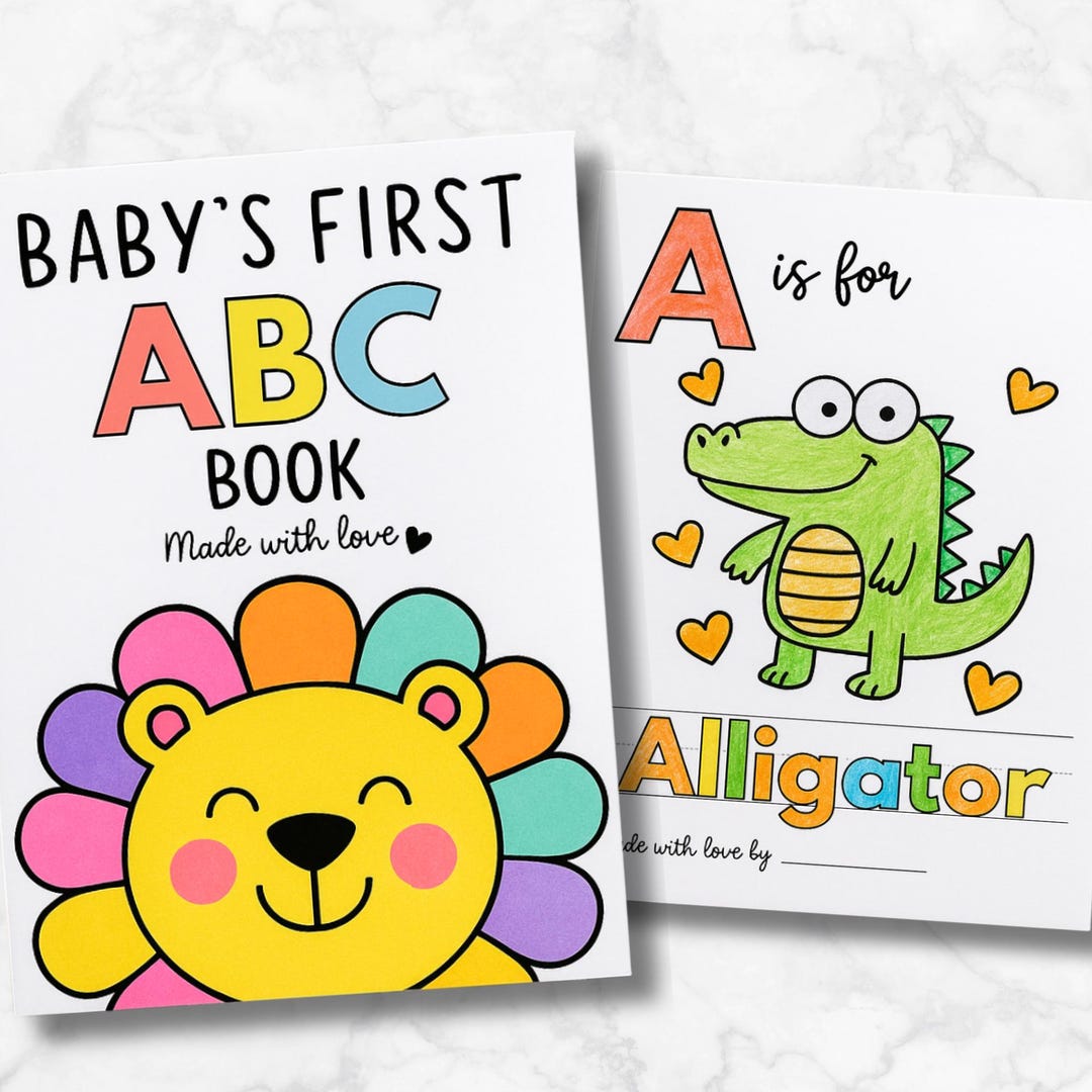 Baby's First ABC Coloring Book, Animal Alphabet Flashcards (PDF) - Etsy