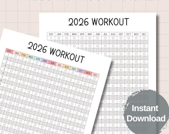 2026 Printable Fitness Monthly Workout Tracker, Workout Calendar, Planner