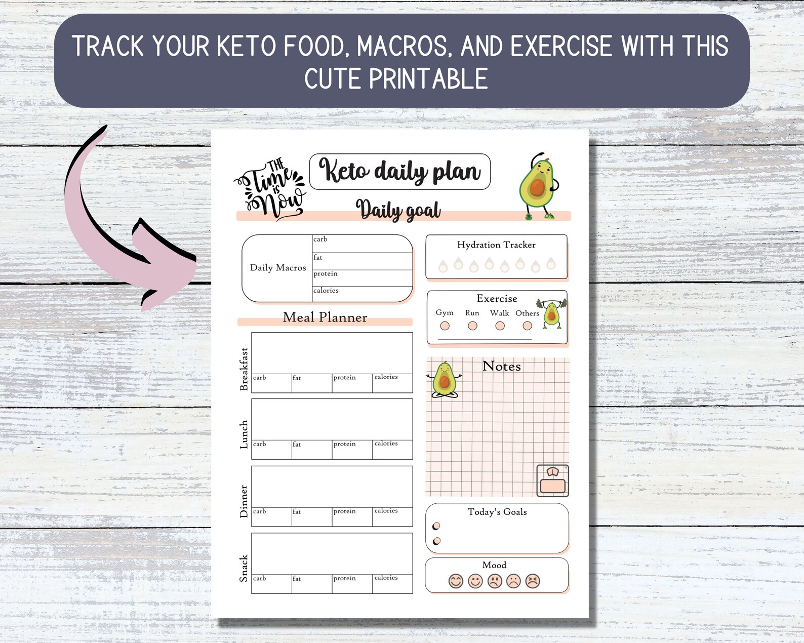 Printable Keto Daily Plan , Macros &amp; Meal Tracking Log Ketogenic Diet ...
