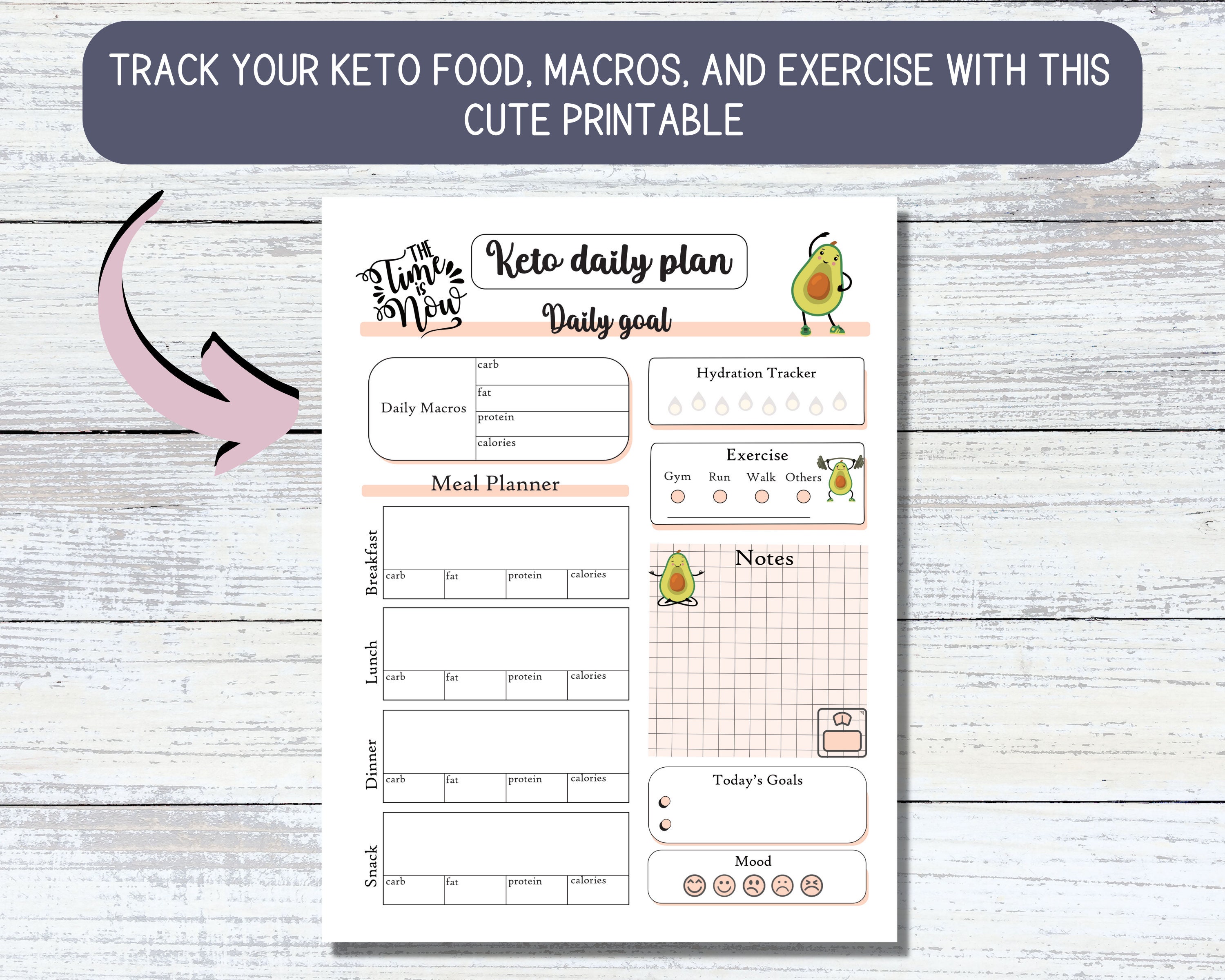 Printable Keto Daily Plan , Macros &amp; Meal Tracking Log Ketogenic Diet ...