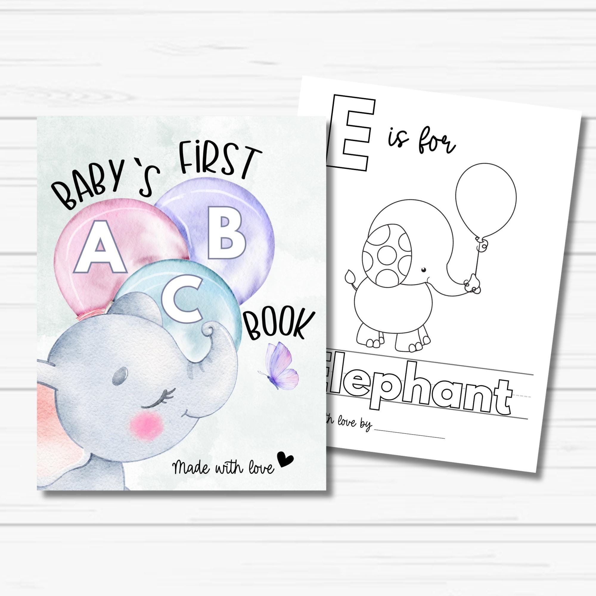 ABC Coloring Book Baby Shower Printable, Fun Baby Shower Guest Book ...