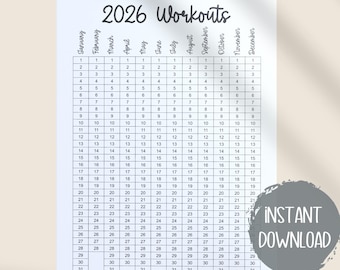 2026 Printable Fitness Monthly Workout Tracker, Workout Calendar, Planner