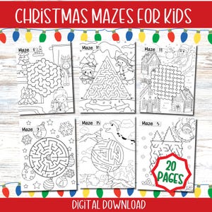 20 Weihnachtslabyrinthe zum Ausdrucken für Kinder, lustige Weihnachtsaktivitäten, Ausmalbilder, Weihnachtsferien