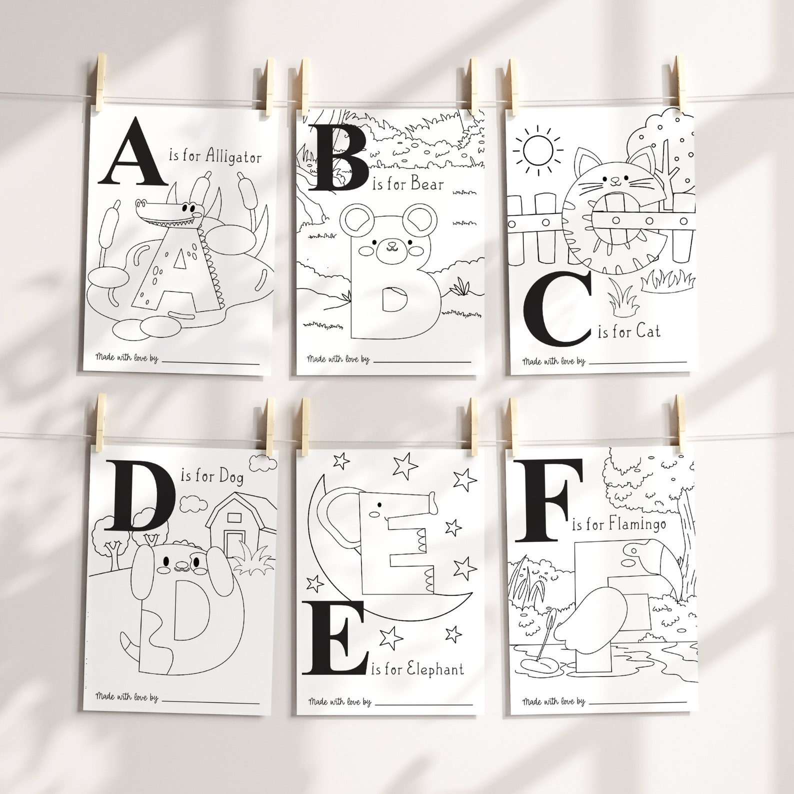 Printable Baby Shower Coloring Book With Animal Alphabet Pages Fun Baby