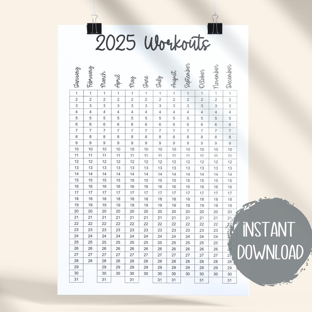 2025 Printable Fitness Monthly Workout Tracker, Workout Calendar, Planner - Etsy