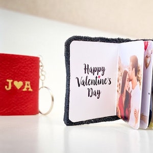 Llavero de cuero personalizado con foto: regalo para pareja, aniversario, San Valentín.