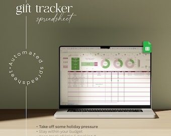 Geschenk Tracker Tabelle für Google Sheets - Budget- & Ausgabenplaner mit Dashboard, Countdown-Tracker, Geschenk Organizer für alle Gelegenheiten