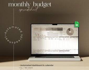 Simple Monthly Budget for Google Sheets: Automated Finance Dashboard with Expense Savings Debt Bill Tracking System & Due Date Calendar