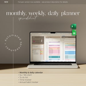 Digital Planner Spreadsheet for Google Sheets, To Do List, Monthly Calendar, Daily Schedule, Daily Routine Task Tracker, To-do Work Planner
