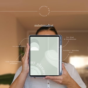 Eenvoudige, ongedateerde digitale planner voor iPad met minimalistisch ontwerp, compatibel met GoodNotes, Notability, Xodo