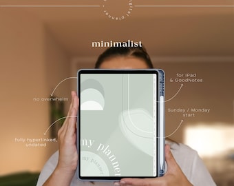 Simple Undated Digital Planner for iPad, Hyperlinked GoodNotes Template, Minimal Daily Organizer