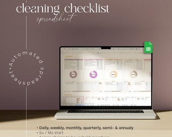Cleaning Schedule Google Sheets, Cleaning Checklist Spreadsheet, Family Chore Chart, To Do List Planner, Daily, Weekly, Monthly House Chores