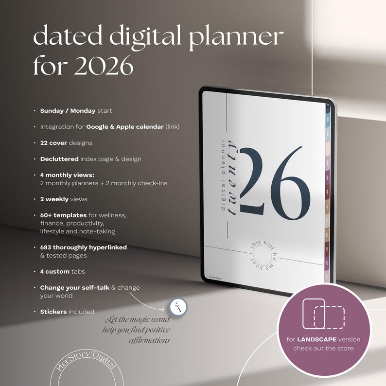 2026 Digital Planner for iPad (goodnotes): All-in-one, Dated Monthly ...