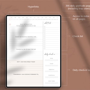 Digital Wellness Journal with Self Care Planner, 5 min morning and evening reflections