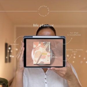 Agenda digital Boho para iPad: dos páginas, sin fecha, diaria, semanal, mensual, widgets personalizables (GoodNotes)