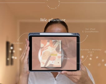 Boho Digital Life Planner for iPad: Two-Page, Undated, Daily, Weekly, Monthly, Customizable Widgets (GoodNotes)