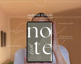Samsung Notes Digital Notebook - Hyperlinked, Android Friendly, 20 Tabs, 92 Note-taking Templates