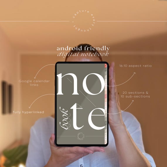Samsung Notes Digital Notebook - Hyperlinked, Android Friendly, 20 Tabs, 92 Note-taking Templates