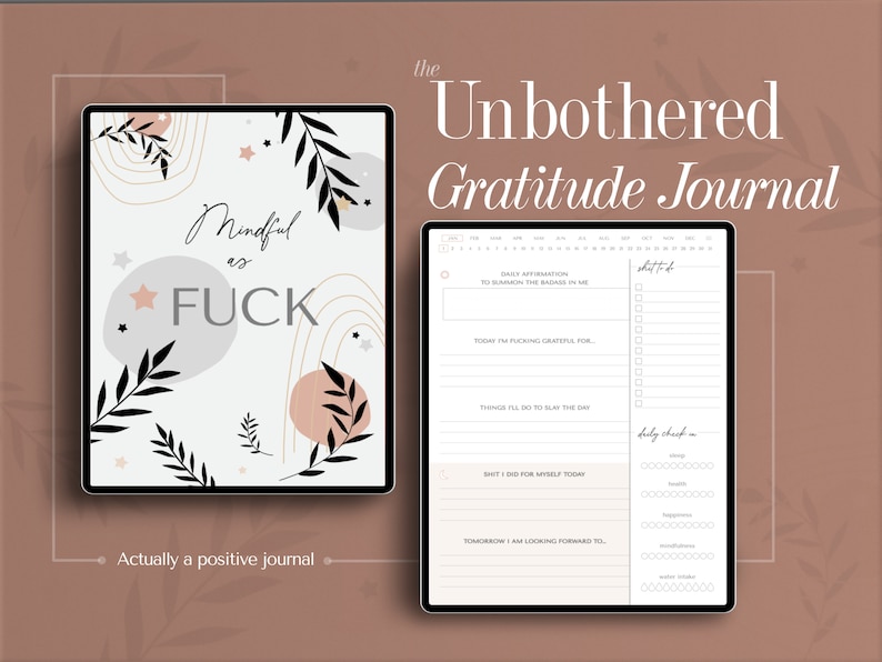 Digital 5 minute journal, sarcastic gratitude journal