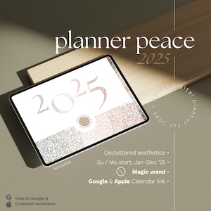 2025 Digital Planner with Google & iCalendar Links • Monthly, Weekly, Daily Dated iPad Planner for GoodNotes • Horizontal, Aesthetic Planner