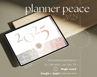 2025 Digital Planner with Google & iCalendar Links • Monthly, Weekly, Daily Dated iPad Planner for GoodNotes • Horizontal, Aesthetic Planner