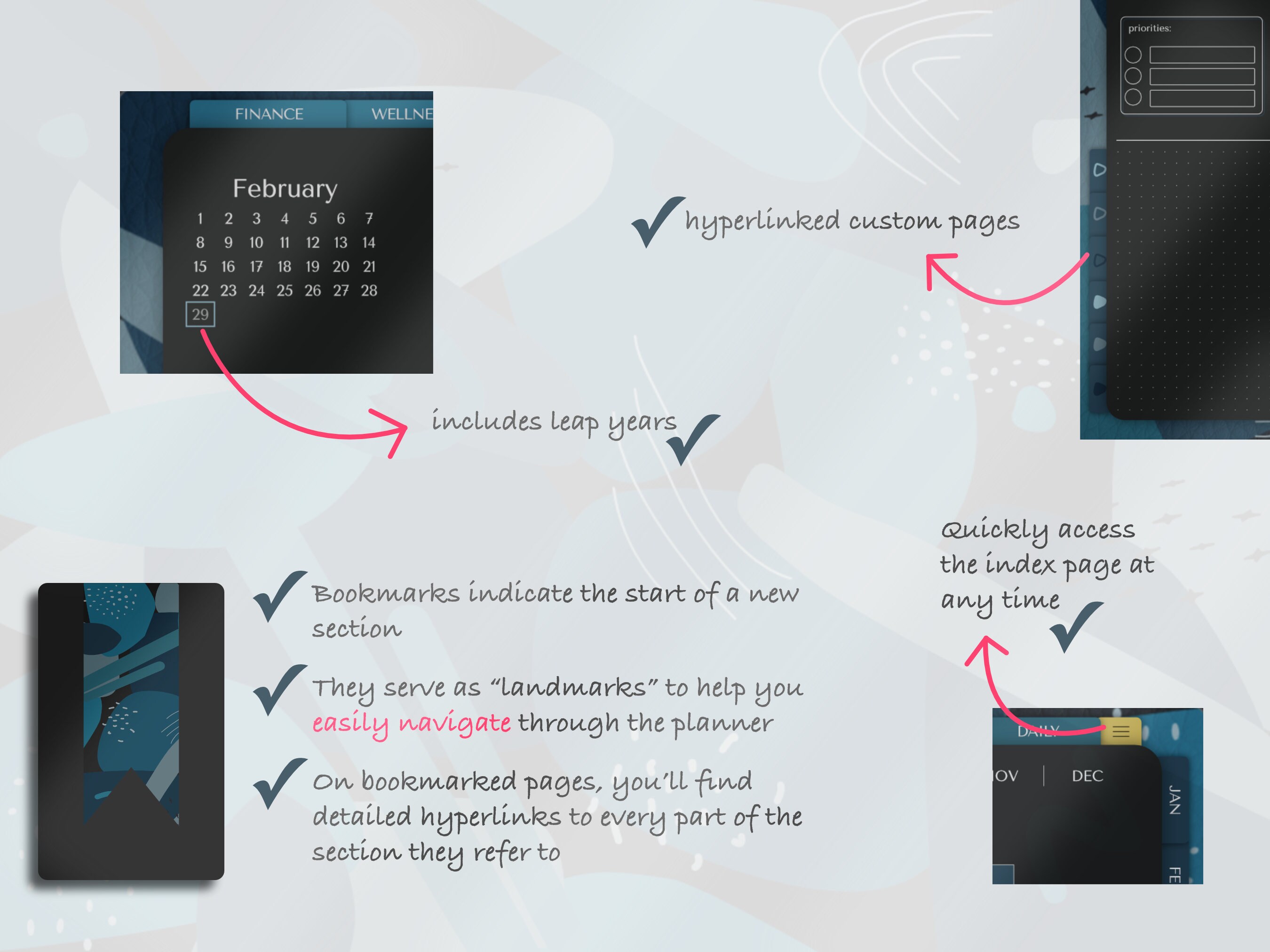 Undated Dark Mode Digital Planner • Compatible With Goodnotes & iPad ...