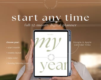 Custom Digital Planner | 2027, 2028 Digital Planner | Start Any Month | Full Year | Hyperlinked GoodNotes, iPad | Dated Planner
