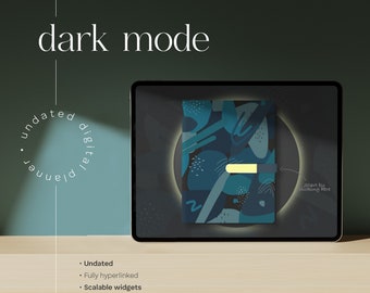 Undated Dark Mode Digital Planner: Realistic, Landscape GoodNotes Planner with Templates & Trackers | Elegant iPad Planner | Productivity