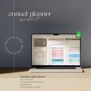 Digital Annual Spreadsheet Planner, Daily To Do List Google Sheets, Monthly Calendar, Daily Schedule, Productivity, Goal & Task Tracker