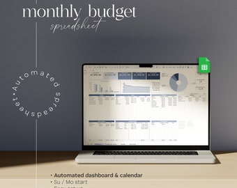 Monthly Budget Spreadsheet for Google Sheets | Income, Expense, Bills, Transaction, Savings, Debt Tracker, Personal Finance Digital Template