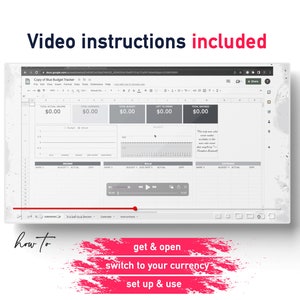 Video instructions and instruction tab is included to convert the template into any desirable currency & how to set up and use instructions