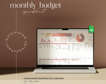 Monthly Budget Planner Google Sheets: Automated Finance Spreadsheet, Expense & Bill Tracker