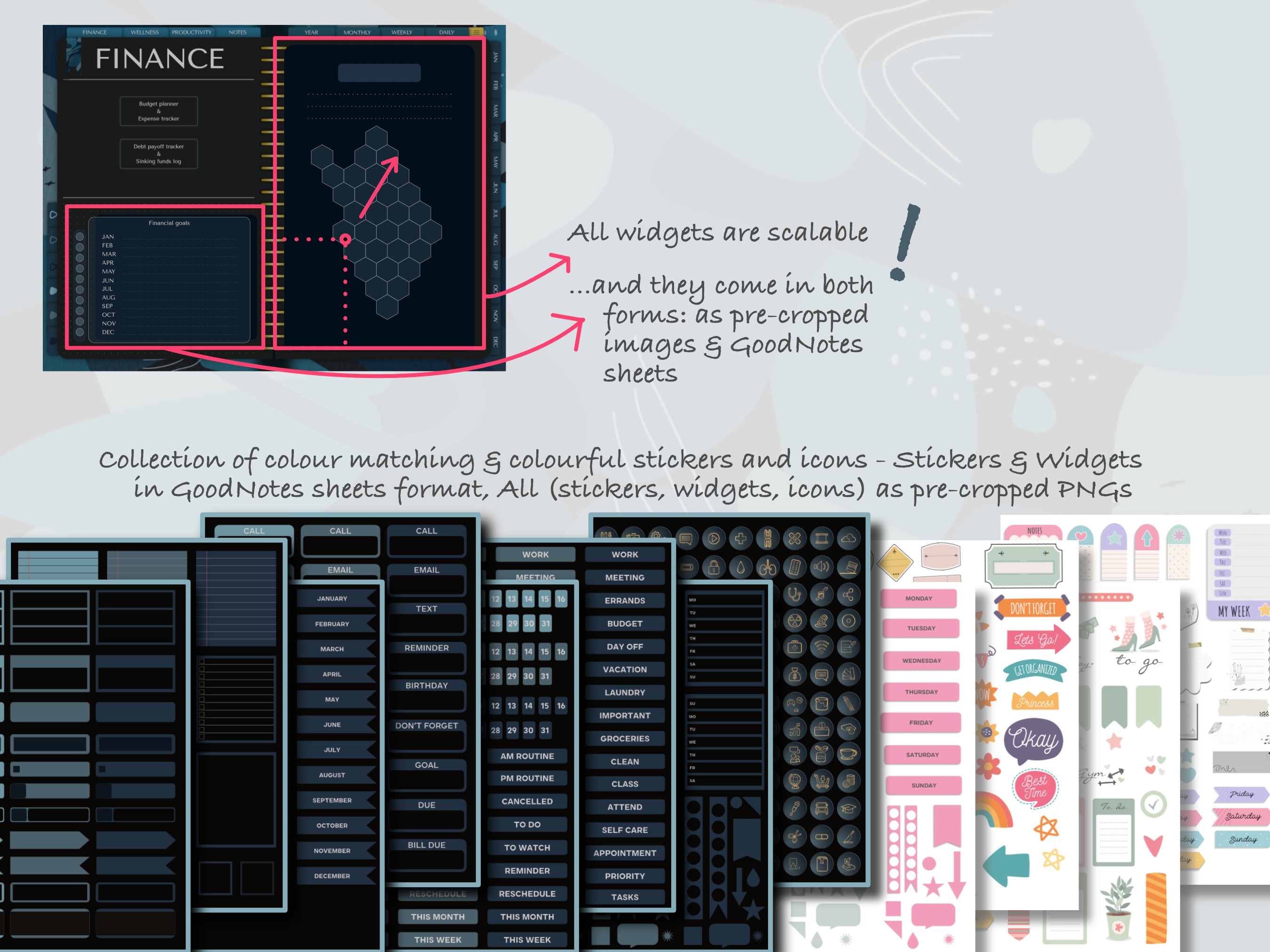 Undated Dark Mode Digital Planner • Compatible With Goodnotes & iPad ...
