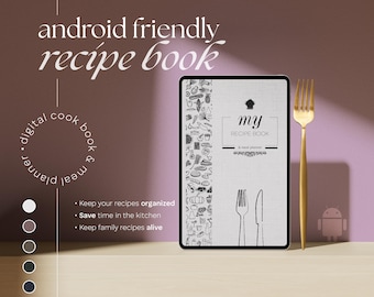 Digital Recipe Book for Android | PDF Cookbook for Samsung Notes | Food Planner, Journal, Organizer with Weekly Meal Planner & Grocery List