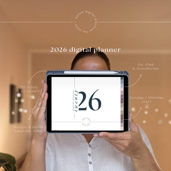 Digital Planner 2026 | Dated | for iPad, GoodNotes | Minimalist | Daily, Weekly, Monthly Pages | PDF Template