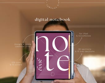 Digital Notebook for iPad (GoodNotes): Hyperlinked Note-Taking PDF with 20 Tabs & 92 Templates