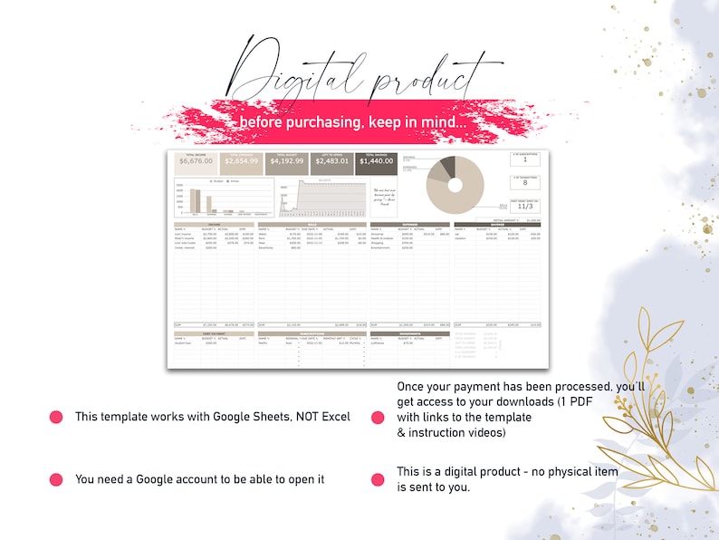 Instant download - digital budget spreadsheet