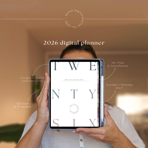 2026 Digital Planner for iPad (GoodNotes): All-in-one, Dated Monthly Weekly Daily Life Planner, Minimalist, Vertical