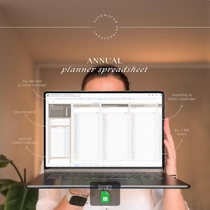 Digitaler Jahresplaner, tägliche To Do Liste mit Google Sheets, Monatskalender, Tagesplaner, Produktivität, Ziel- & Aufgabentracker