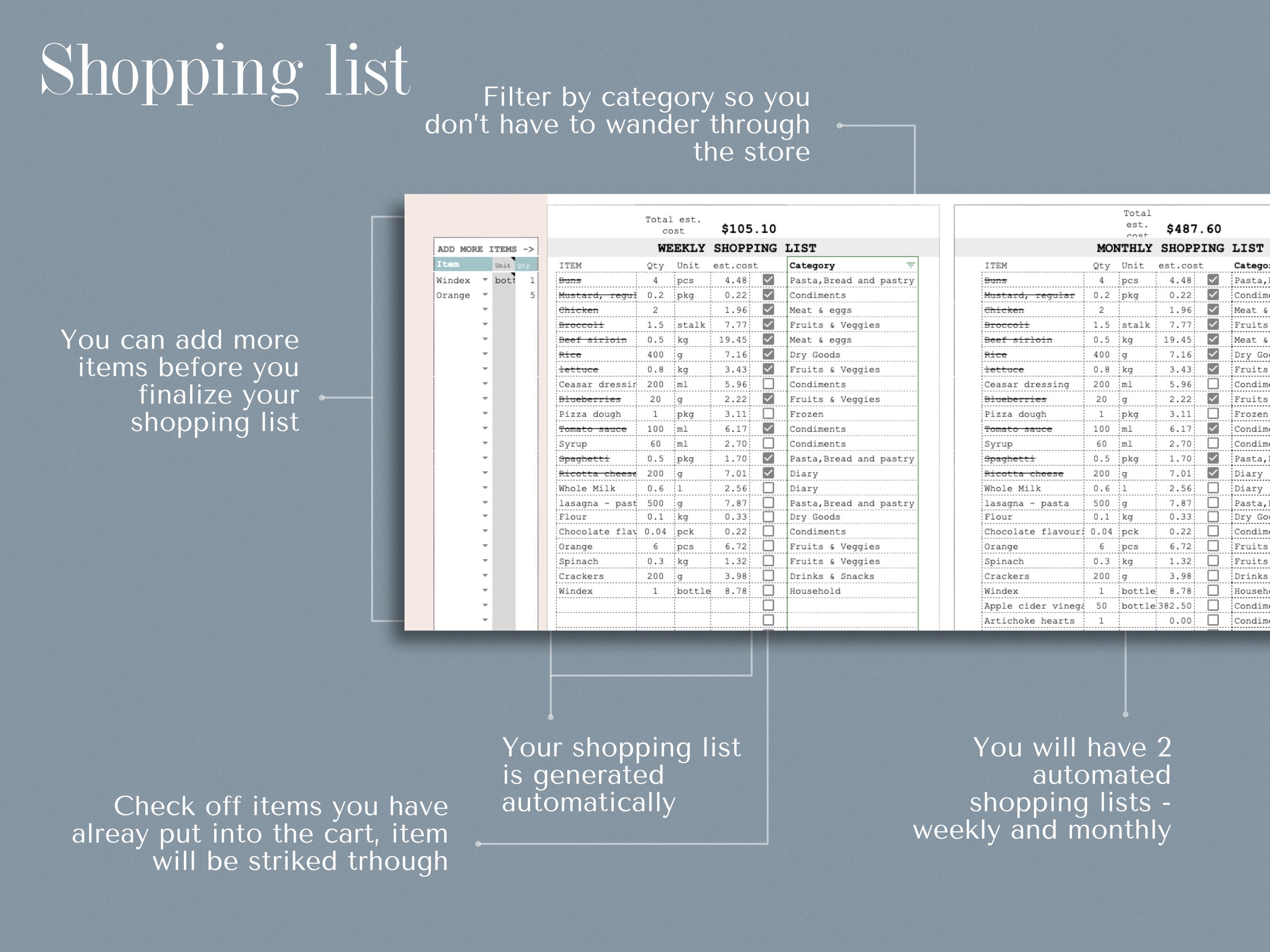 Google Sheets Meal Planner Meal Planner Spreadsheet Weekly - Etsy
