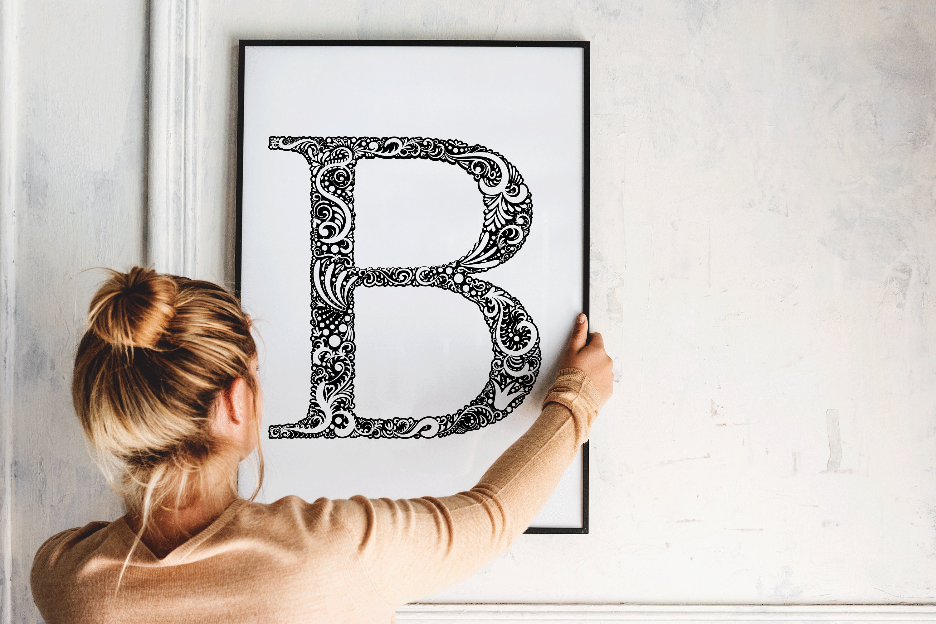 Printable Wall Art, Monogram B, Letter Poster, Office Decor, Kids Wall ...