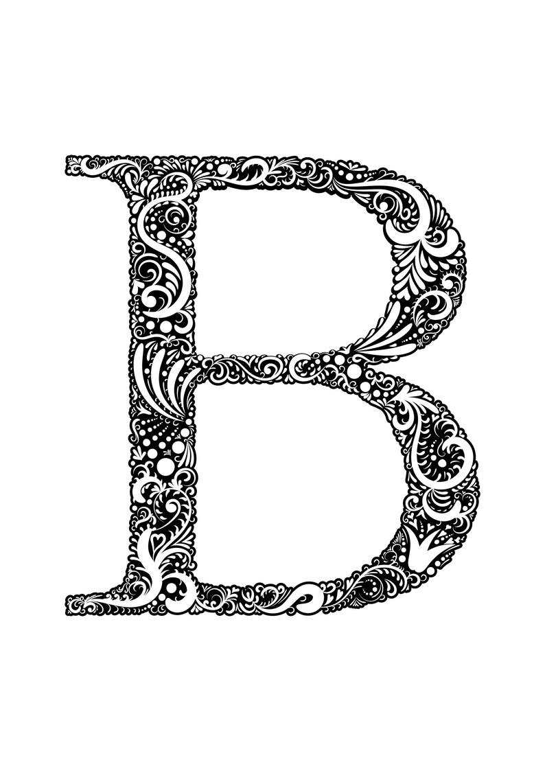 Printable Wall Art, Monogram B, Letter Poster, Office Decor, Kids Wall ...