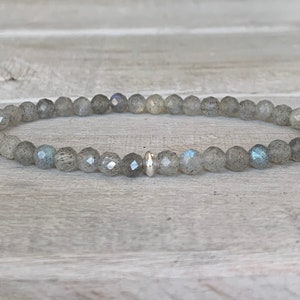 Labradorit Armband | 925 Sterling Silber | zartes 4mm Edelsteinarmband  | echtes minimalistisches Geschenk Boho-Beautys & Schmuckbegeisterte