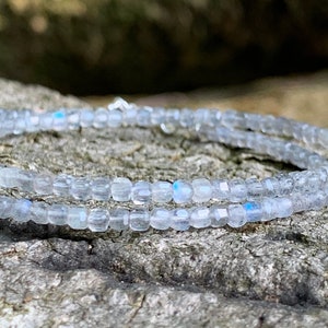 LABRADORIT Choker | kurze Edelsteinkette | facettierte Halskette aus Edelsteinen | 2 mm | 925 Sterling Silber | minimalistisch & zeitlos